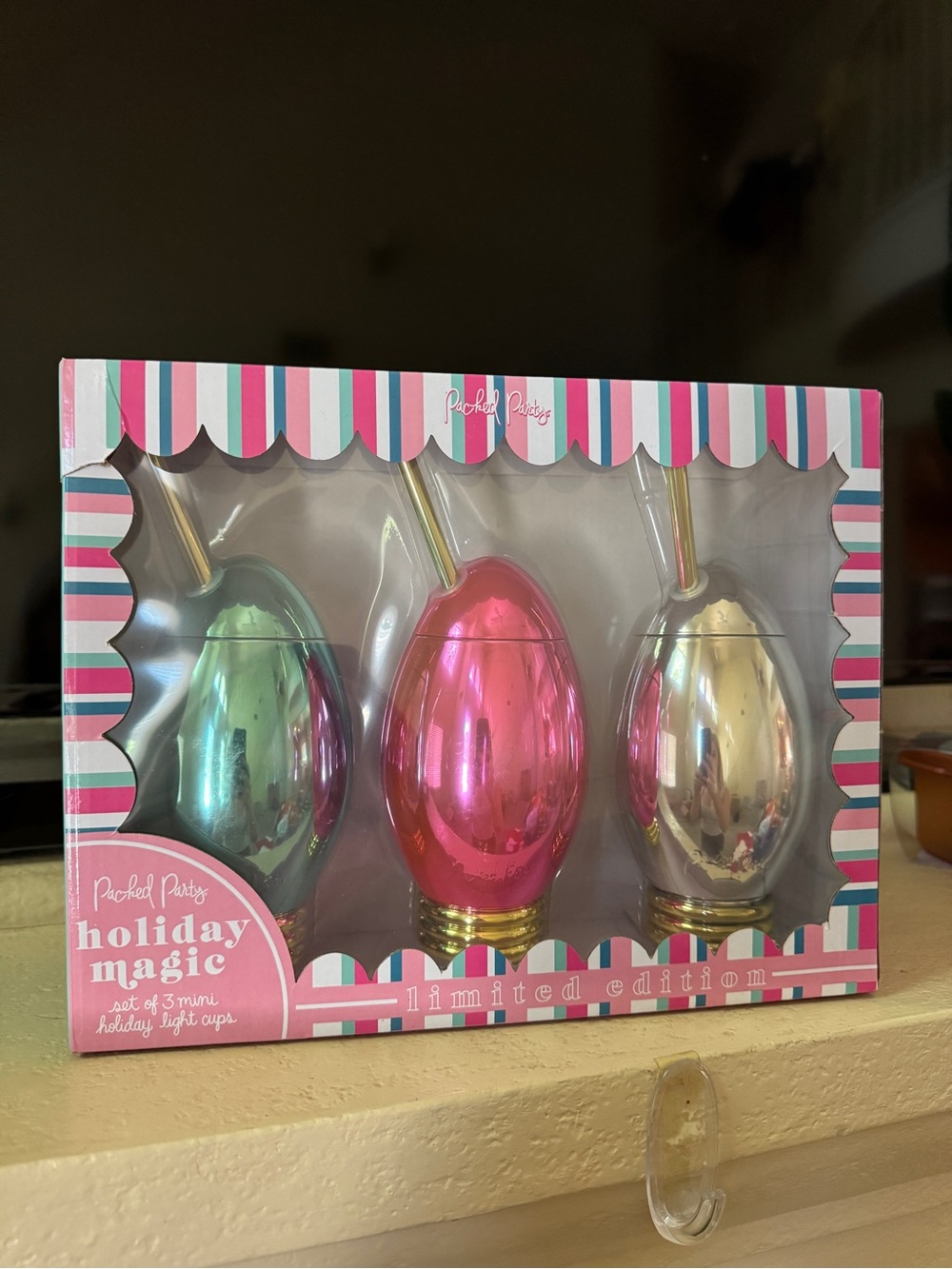 Packed Party Metallic Teal Pink Gold Holiday Light Cups (Set of 3)